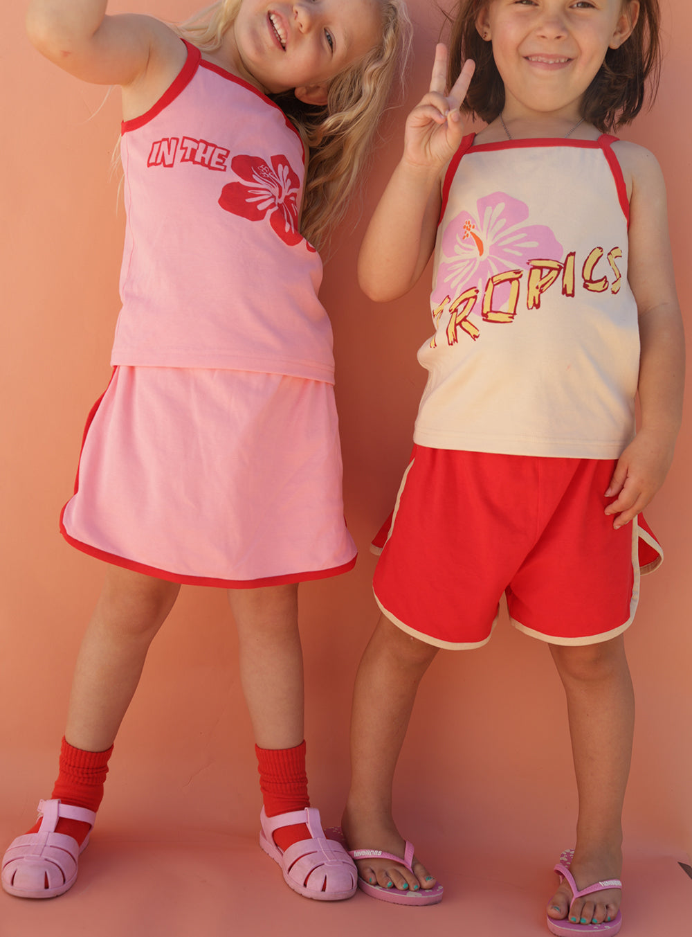 Cream & Red Tropics Singlet