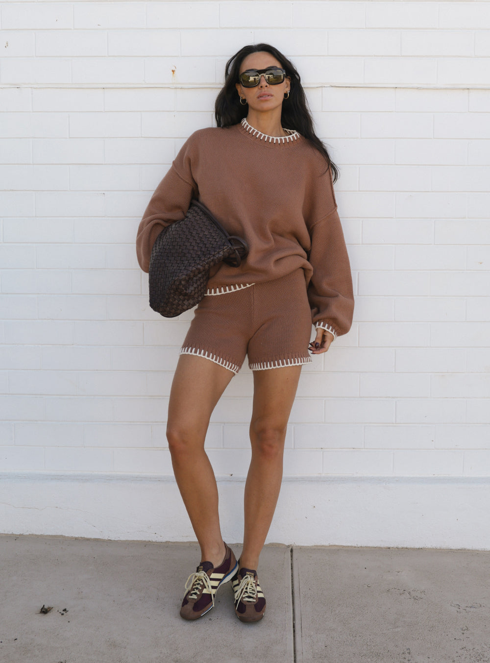 Mocha Stitched Knit Jumper